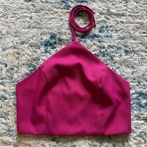 Fashion Nova pink tie zip back crop top Y2K size M